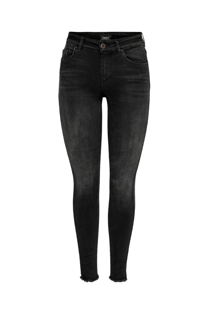 ONLY ONLBLUSH LIFE MID ANK RAW REA1099 N: black denim
