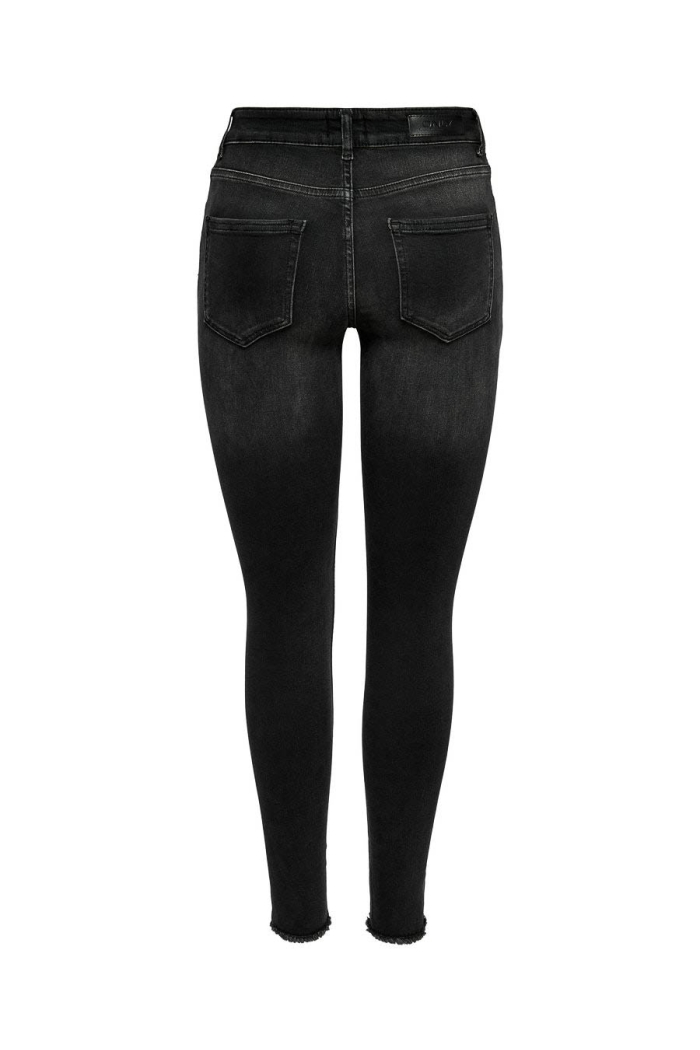 ONLY ONLBLUSH LIFE MID ANK RAW REA1099 N: black denim