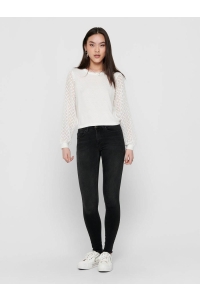 ONLY ONLBLUSH LIFE MID ANK RAW REA1099 N: black denim