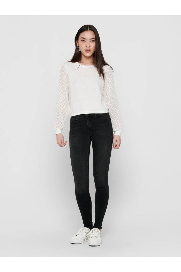 ONLY ONLBLUSH LIFE MID ANK RAW REA1099 N: black denim