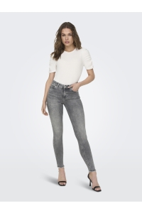 ONLY ONLBLUSH MID SK ANK RAW JNS REA0918: grey denim