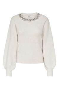 ONLY ONLELSA L/S PULLOVER KNT NOOS pumice stone/w. white melange