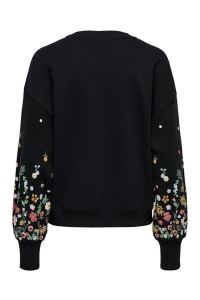 ONLY ONLBROOKE L/S O-NECK FLOWER SWT NOO: black/sleeve flower