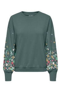 ONLY ONLBROOKE L/S O-NECK FLOWER SWT NOO: balsam green/sleeve multi flower
