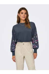 ONLY ONLBROOKE L/S O-NECK FLOWER SWT NOO: ombre blue/sleeve flower print