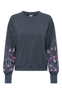 ONLY ONLBROOKE L/S O-NECK FLOWER SWT NOO: ombre blue/sleeve flower print