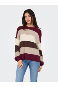 ONLY ONLATIA L/S STRIPE PULLOV KNT NOOS zinfandel/w. whitecapgray/silver