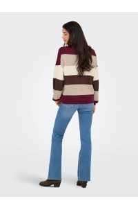 ONLY ONLATIA L/S STRIPE PULLOV KNT NOOS zinfandel/w. whitecapgray/silver