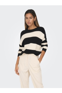 ONLY ONLATIA L/S STRIPE PULLOV KNT NOOS black/whitecap gray melange