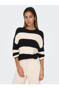 ONLY ONLATIA L/S STRIPE PULLOV KNT NOOS black/whitecap gray melange