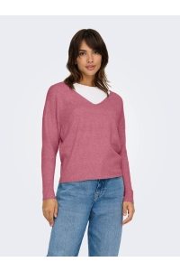 ONLY ONLRICA LIFE L/S V-NECK PULLO KNT N: heather rose/w. melange