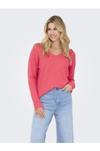 ONLY ONLRICA LIFE L/S V-NECK PULLO KNT N: sun kissed coral/melange