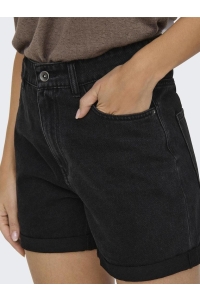 ONLY ONLVEGA HW MOM DNM SHORTS NOOS black denim