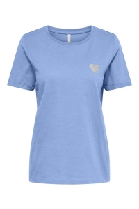 ONLY ONLKITA LIFE S/S TOP NOOS open air/silver glitter heart