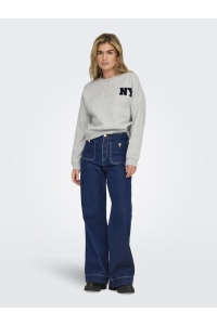 ONLY ONLSWEAT LIFE L/S CREW O.SIZE STATE: light grey melange/ny terry