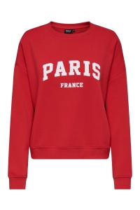 ONLY ONLSWEAT LIFE L/S CREW O.SIZE STATE: true red/paris france