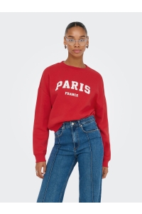 ONLY ONLSWEAT LIFE L/S CREW O.SIZE STATE: true red/paris france