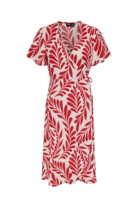 ONLY ONLCALI LIFE S/S WRAP DRESS WVN NOO: poppy red/leaf