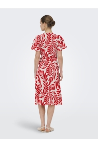 ONLY ONLCALI LIFE S/S WRAP DRESS WVN NOO: poppy red/leaf