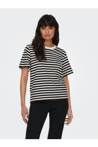ONLY ONLLIVINA S/S STRIPE TEE JRS NOOS cloud dancer/black stripes
