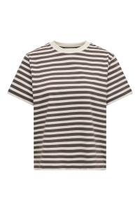 ONLY ONLLIVINA S/S STRIPE TEE JRS NOOS cloud dancer/chocolate martini