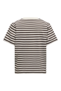 ONLY ONLLIVINA S/S STRIPE TEE JRS NOOS cloud dancer/chocolate martini