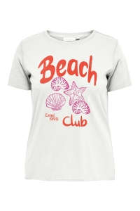 Carmakoma CARMIKO NIGHT SS REG TEE JRS WEH cloud dancer/beach club w. fuchs