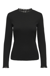 ONLY ONLLESLIE L/S LACE MIX TOP JRS NOOS black