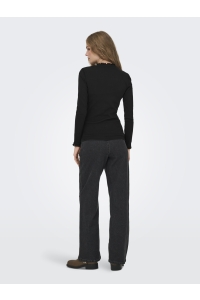 ONLY ONLLESLIE L/S LACE MIX TOP JRS NOOS black