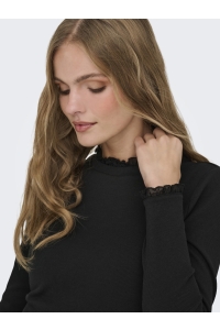 ONLY ONLLESLIE L/S LACE MIX TOP JRS NOOS black