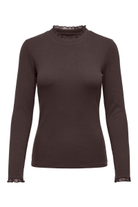 ONLY ONLLESLIE L/S LACE MIX TOP JRS NOOS coffee bean