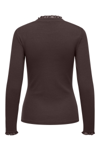 ONLY ONLLESLIE L/S LACE MIX TOP JRS NOOS coffee bean
