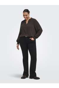 Carmakoma CARMETTA LIFE V-NECK TOP WVN coffee bean