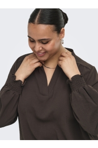 Carmakoma CARMETTA LIFE V-NECK TOP WVN coffee bean