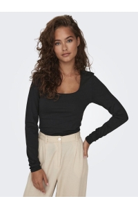 ONLY ONLEA L/S 2-WAY DEEP NECK TOP JRS N: black