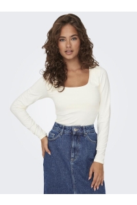 ONLY ONLEA L/S 2-WAY DEEP NECK TOP JRS N: cloud dancer