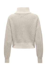 ONLY ONLDORITTA LS CABLE ZIP HIG NECK KN: pumice stone