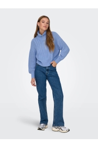 ONLY ONLDORITTA LS CABLE ZIP HIG NECK KN: grapemist