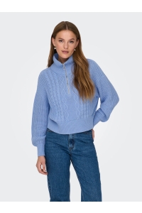 ONLY ONLDORITTA LS CABLE ZIP HIG NECK KN: grapemist