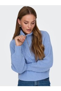 ONLY ONLDORITTA LS CABLE ZIP HIG NECK KN: grapemist