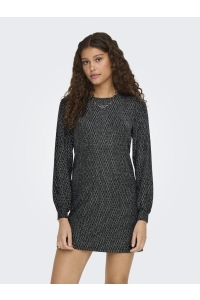ONLY ONLCAROL L/S GLITTER BOW DRESS JRS black/harlekin silver