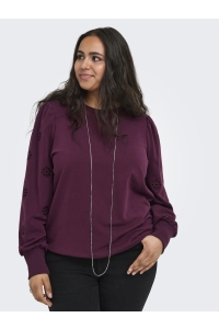 Carmakoma CARFEMME L/S PUFF EMBROIDERY UB SWT: fig