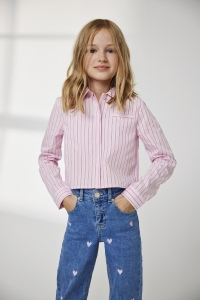 ONLY KOGHOLLY MICHELLE STRIPE SHORT SHIR: begonia pink/bright white + flam
