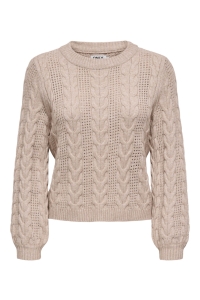 ONLY ONLRUBINA LS CABLE O-NECK KNT NOOS mocha meringue/w. melange