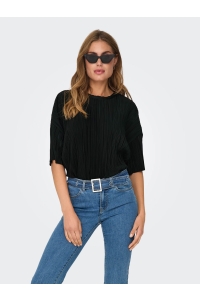 ONLY ONLRAVENNA S/S PLISSE TOP NOOS JRS black