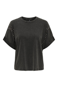 ONLY ONLLUCY LIFE S/S LOOSE STUDS TOP JR: black/front studs