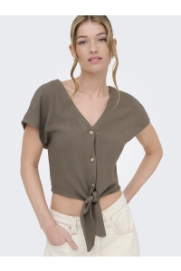 ONLY ONLSIESTA SS KNOT LIN BL SHIRT PNT : walnut