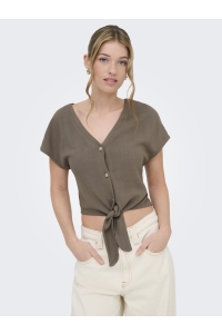 ONLY ONLSIESTA SS KNOT LIN BL SHIRT PNT : walnut