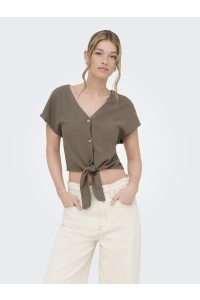 ONLY ONLSIESTA SS KNOT LIN BL SHIRT PNT : walnut