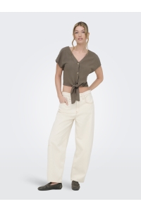 ONLY ONLSIESTA SS KNOT LIN BL SHIRT PNT : walnut